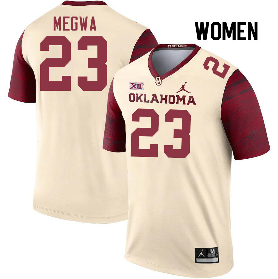 Women #23 Emeka Megwa Oklahoma Sooners College Football Jerseys Stitched-Cream